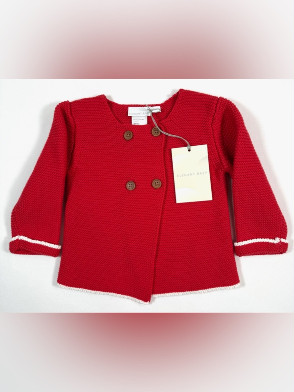 NWT ELEGANT BABY Baby Cardigan Sweater 6M Knit‎ Red Double Breasted Classic NEW